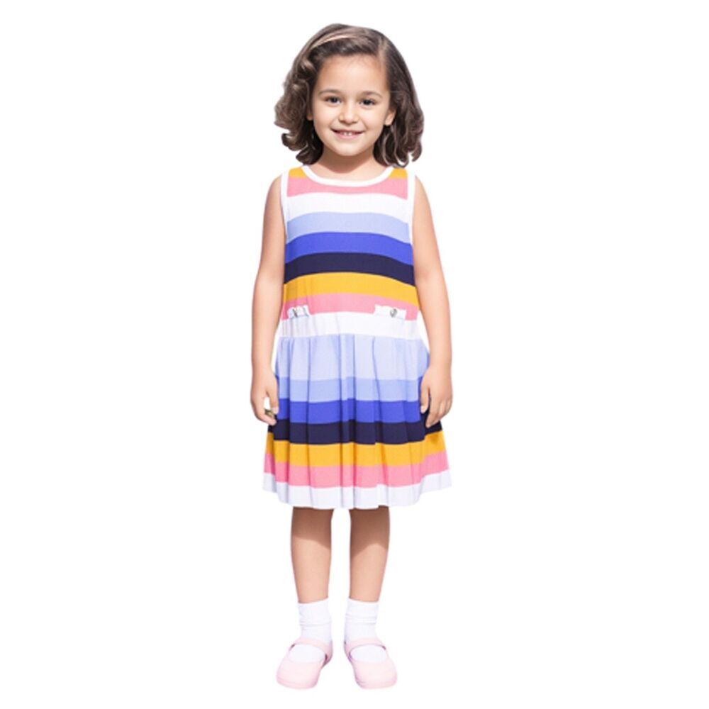Janie & Jack Stripped Sleeveless Sweater Pleated Dress Size 2T